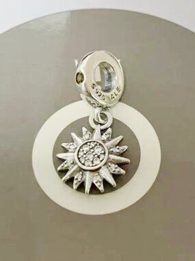 Sparkling Sun Dangle Charm, 925 Sterling Silver Charm, Fits Pandora Bracelets
